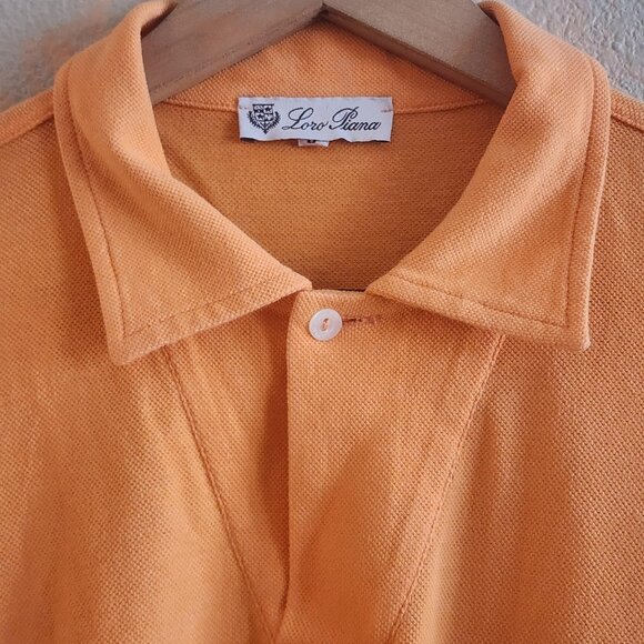 Loro Piana Polo Shirt Mens Large Orange 100% Cotton Made in Italy Pocket Luxury - Picture 3 of 10